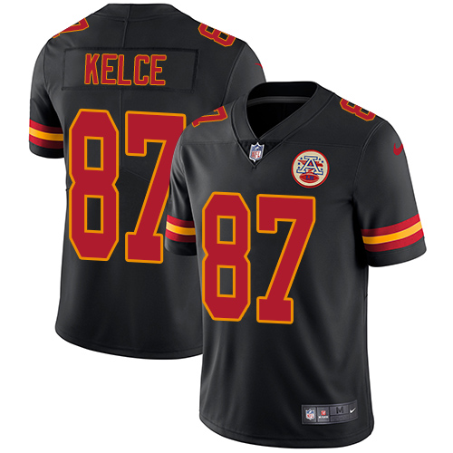 Nike Chiefs #87 Travis Kelce Black Men's Stitched NFL Limited Rush Jersey - Click Image to Close